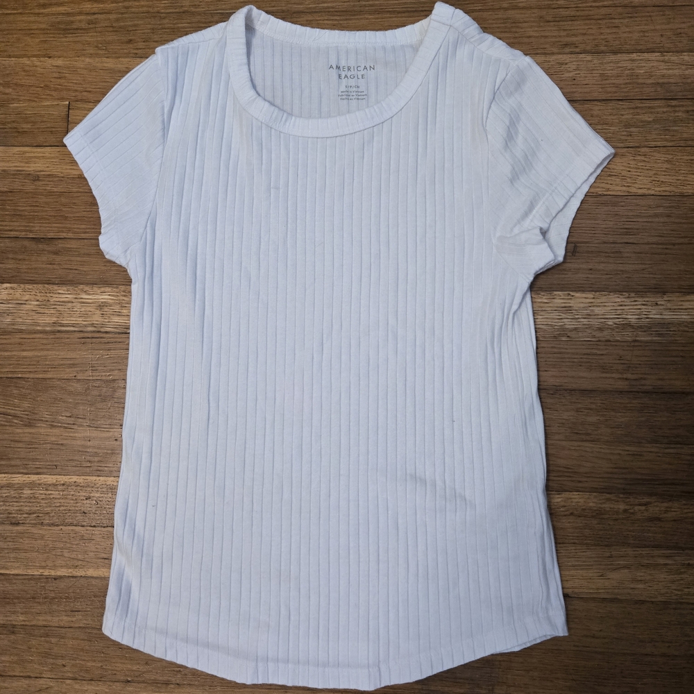 American Eagle Outfitters Light Blue Ribbed Tee